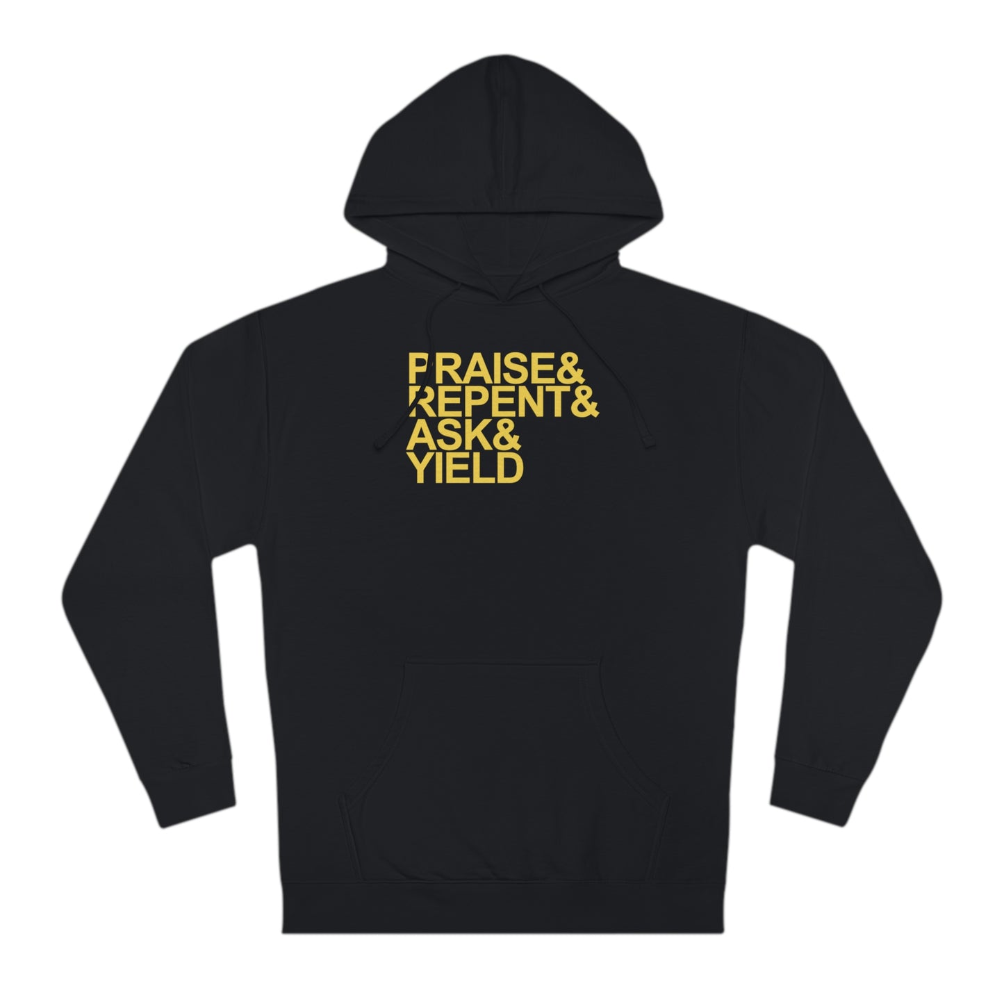 PRAY Hoodie on Black and Yellow