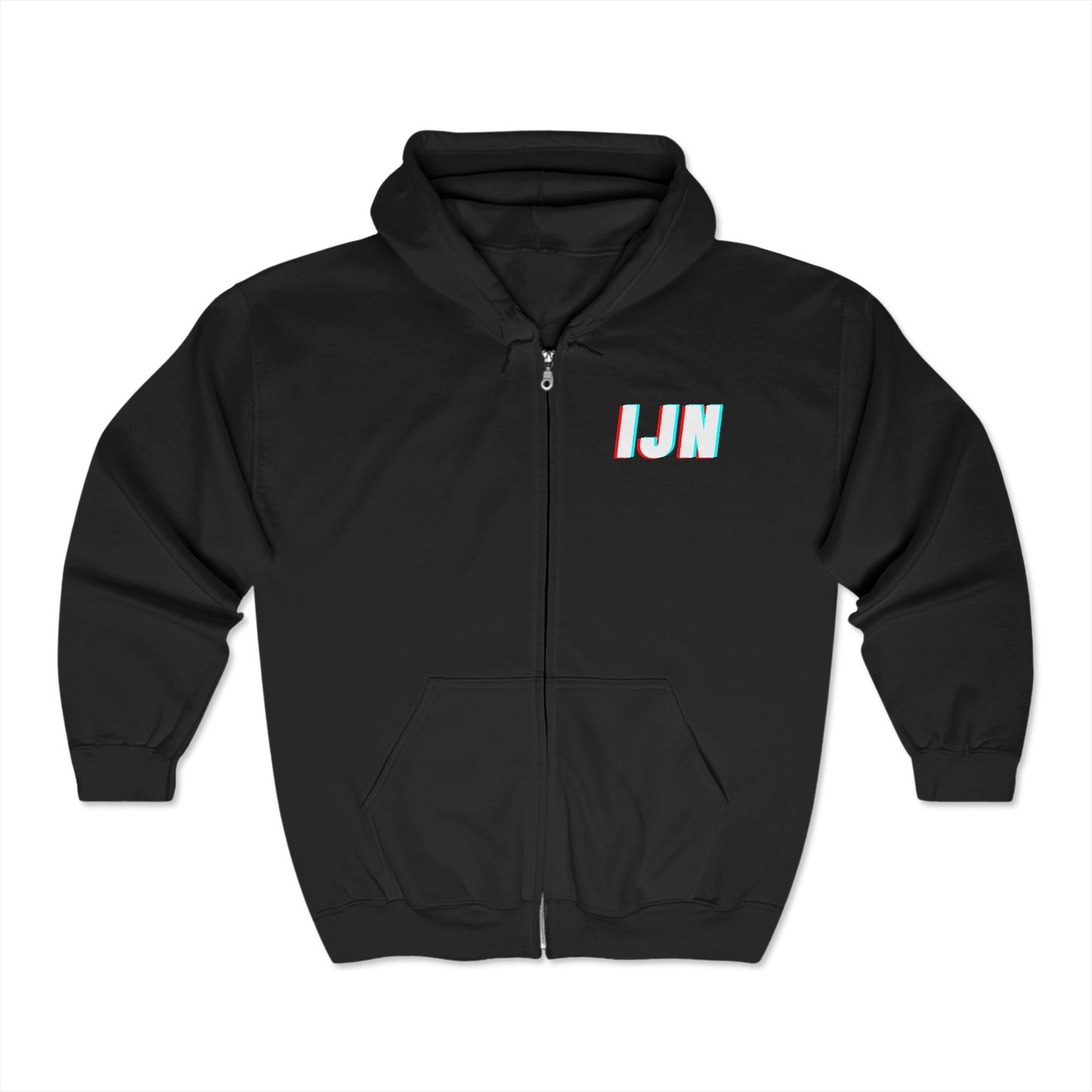 IJN Classic Covert Zipper Hoodie White on Black