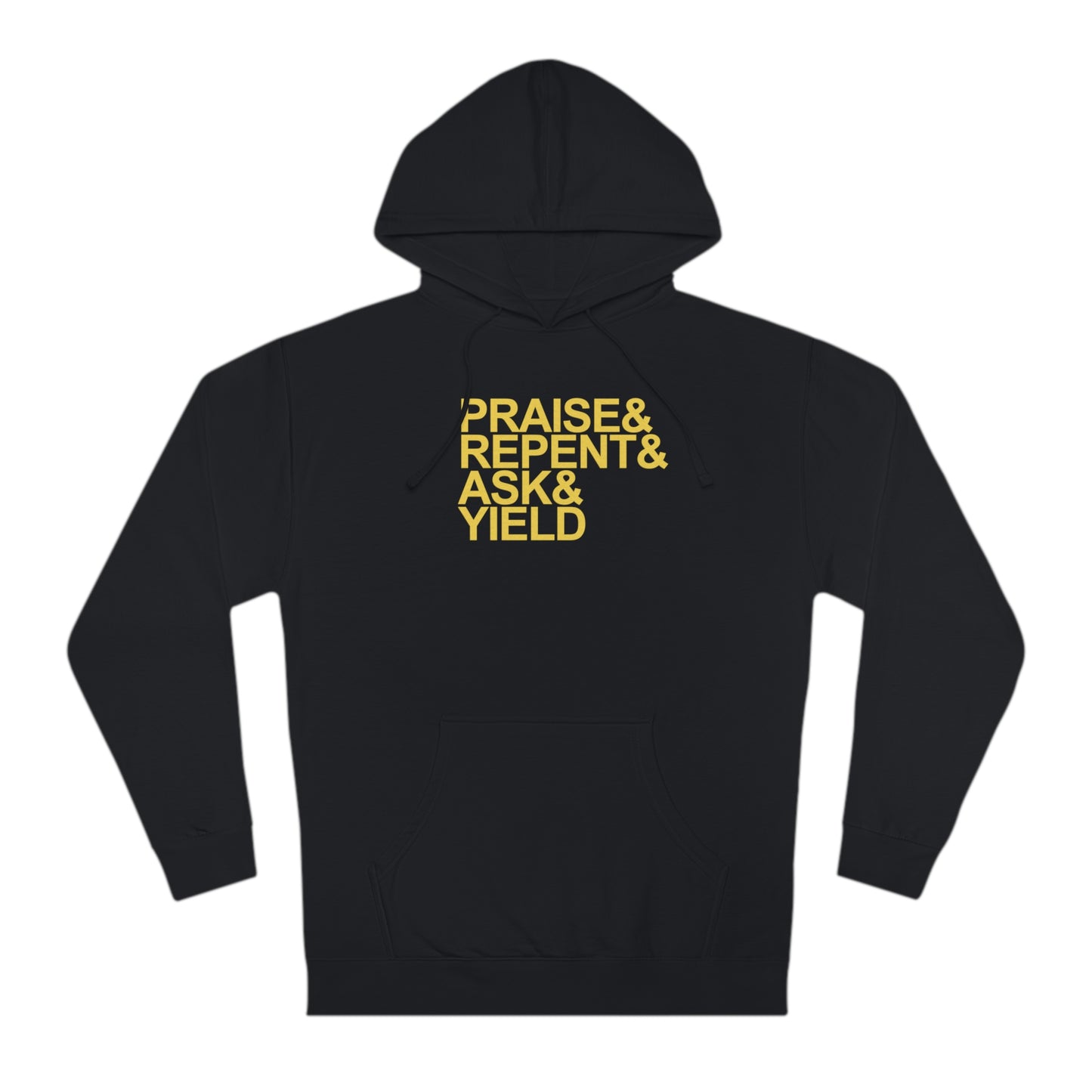 PRAY Hoodie on Black and Yellow