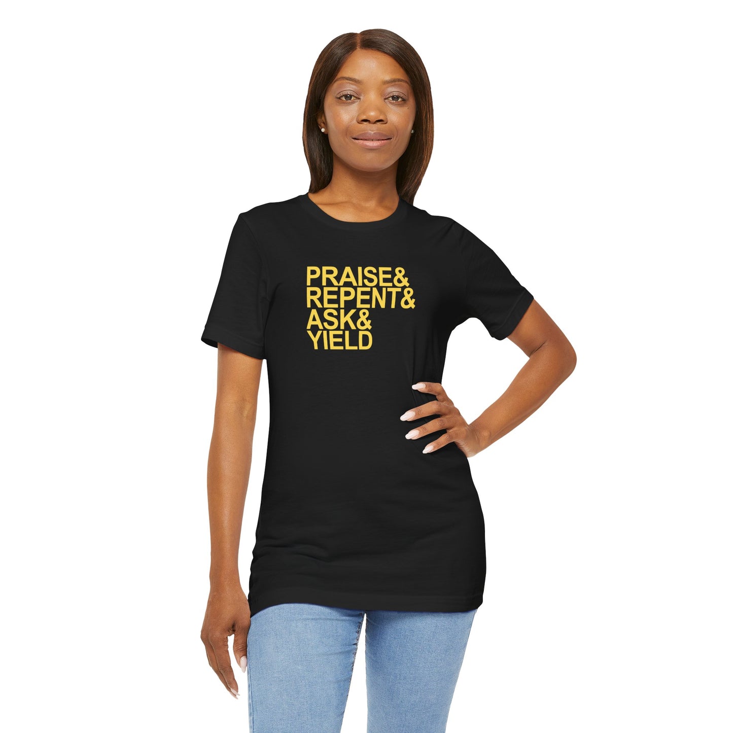 PRAY T-Shirt on Black and Yellow