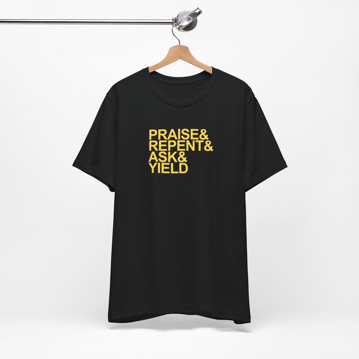 PRAY T-Shirt on Black and Yellow