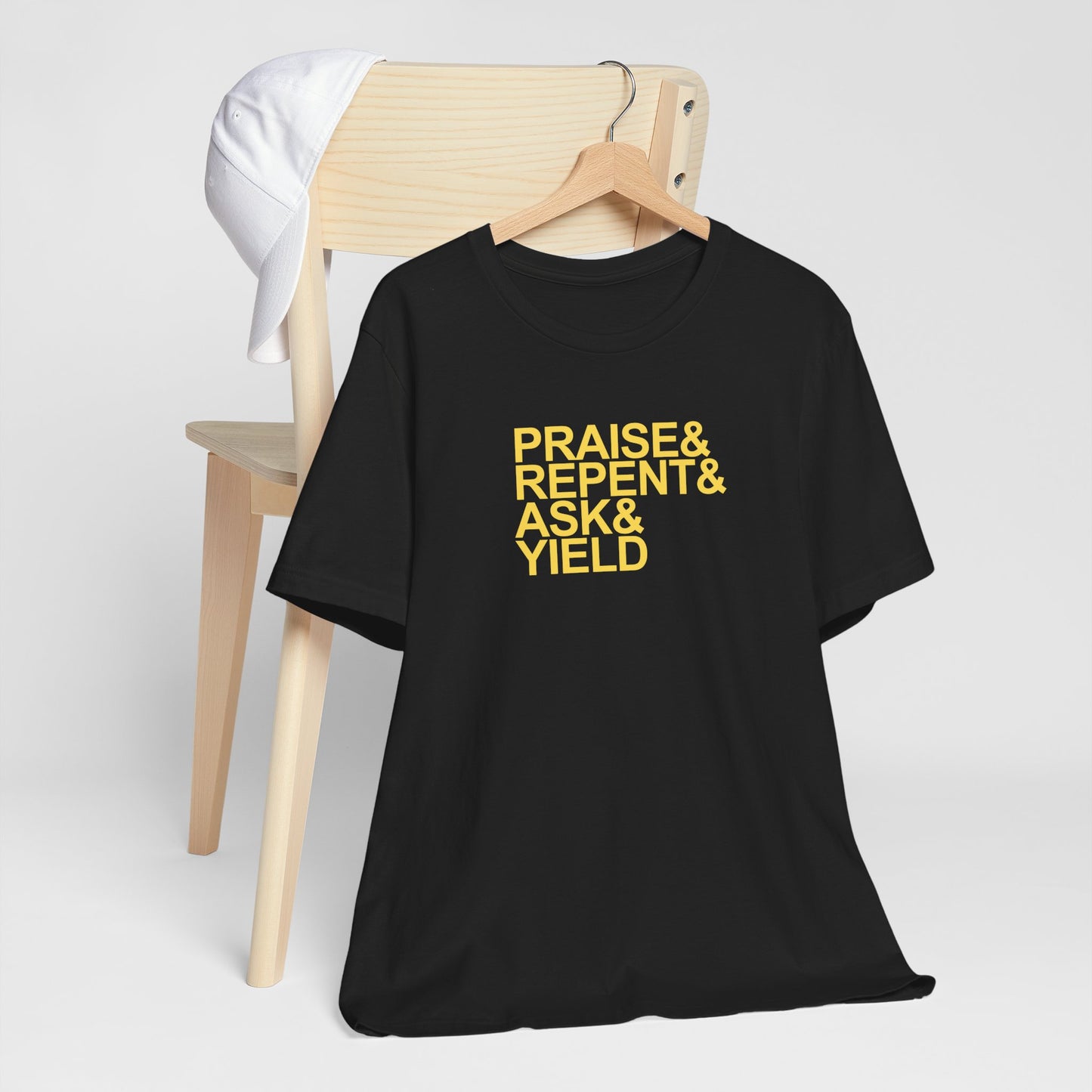 PRAY T-Shirt on Black and Yellow