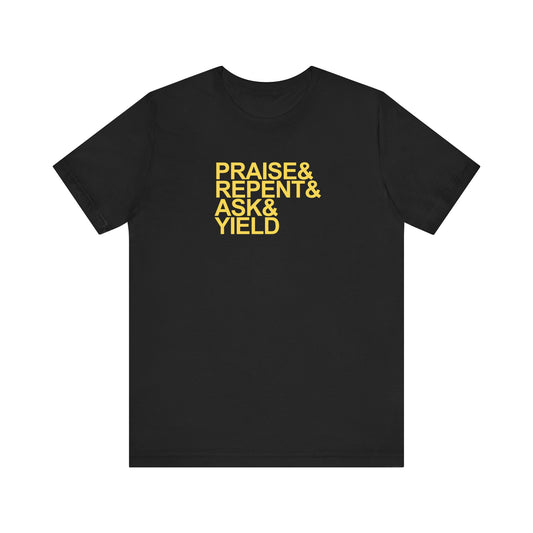 PRAY T-Shirt on Black and Yellow