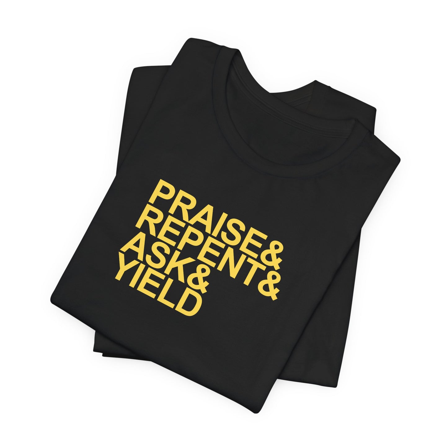 PRAY T-Shirt on Black and Yellow