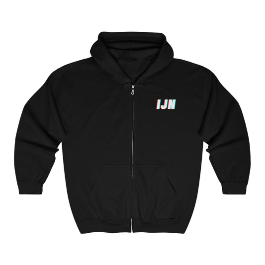 IJN Classic Covert Zipper Hoodie White on Black